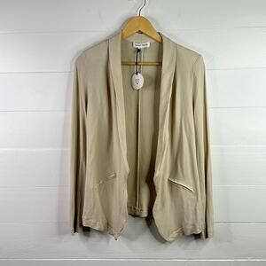 HONEY PUNCH Tan Cream Open Front Long Sleeve Cardigan Jacket Top Size Large‎